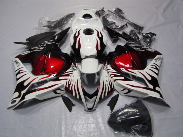 Lojas Carenagens Moto Honda CBR600RR 2009-2012 - Branco Vermelho Preto Brilhante Chama