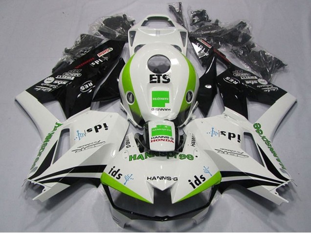 Lojas Carenagens Moto Honda CBR600RR 2013-2023 - Branco Verde Preto Brilhante Hannspree ETS
