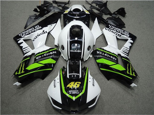 Lojas Carenagens Moto Honda CBR600RR 2013-2023 - Branco Verde Preto Brilhante Semakin Didepan Monstro