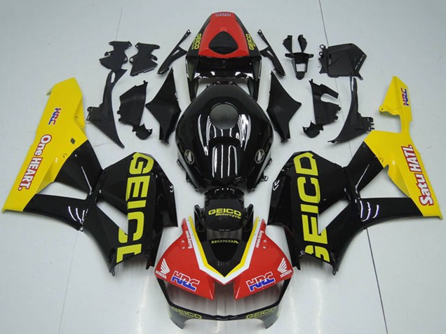 Lojas Carenagens Moto Honda CBR1000RR 2012-2016 - Vermelho Amarelo Preto Brilhante HRC One Heart GEICO