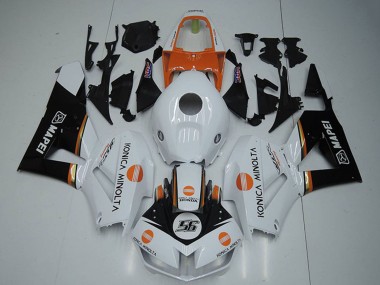 Lojas Carenagens Moto Honda CBR1000RR 2012-2016 - Branco Laranja Preto Brilhante Konica Minolta 56