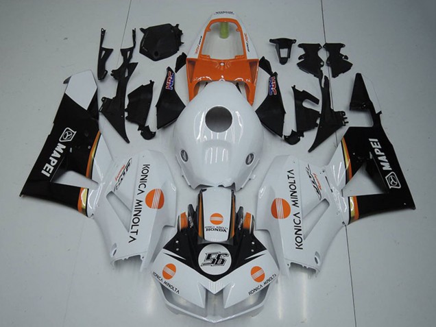 Lojas Carenagens Moto Honda CBR1000RR 2012-2016 - Branco Laranja Preto Brilhante Konica Minolta 56