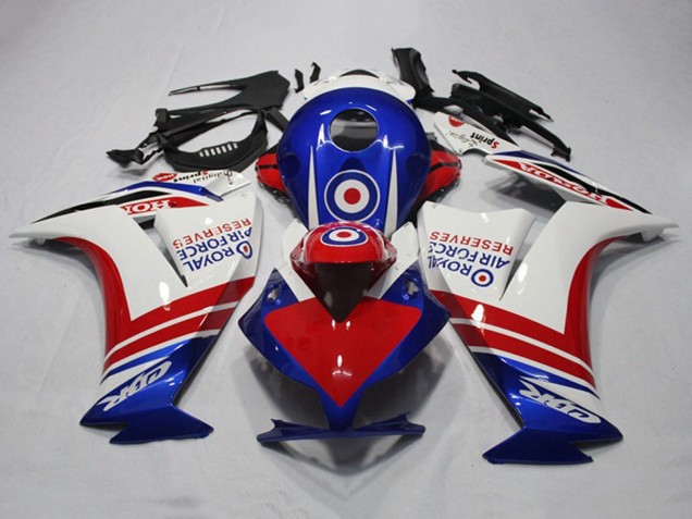 Lojas Carenagens Moto Honda CBR1000RR 2012-2016 - Branco Vermelho Azul Royal Air Force Reserves