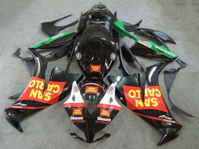 Lojas Carenagens Moto Honda CBR1000RR 2012-2016 - Vermelho Verde Amarelo Preto Brilhante San Carlo