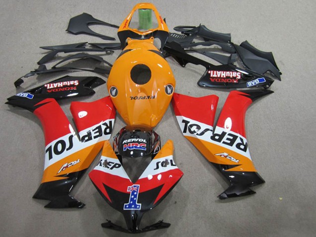 Lojas Carenagens Moto Honda CBR1000RR 2012-2016 - Laranja Branco Vermelho Preto Brilhante Repsol 1