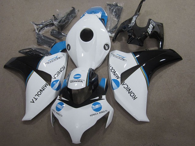 Lojas Carenagem Moto Honda CBR1000RR 2008-2011 - Branco Azul Preto Brilhante Konica Minolta