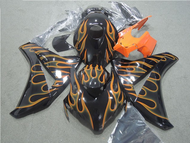 Lojas Carenagens Moto Honda CBR1000RR 2008-2011 - Preto Brilhante Laranja Chama