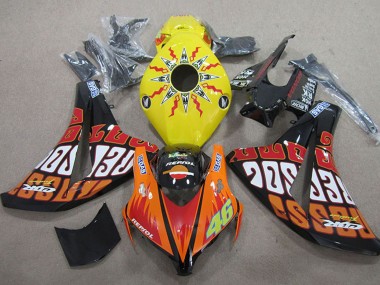 Lojas Carenagens Moto Honda CBR1000RR 2008-2011 - Amarelo Laranja Preto Brilhante Rossi Repsol 46