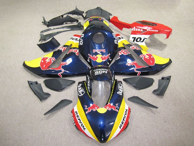Lojas Carenagens Moto Honda CBR1000RR 2008-2011 - Azul Escuro Amarelo Vermelho Repsol Red Bull
