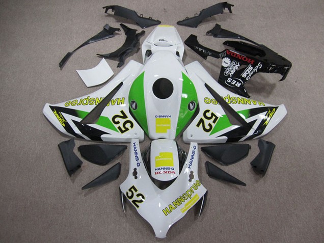 Lojas Carenagens Moto Honda CBR1000RR 2008-2011 - Branco Verde Amarelo Preto Brilhante Hannspree 52