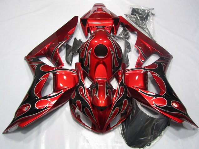 Lojas Carenagem Moto Honda CBR1000RR 2006-2007 - Vermelho Preto Brilhante Chama