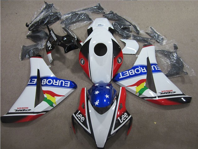 Lojas Carenagens Moto Honda CBR1000RR 2008-2011 - Branco Vermelho Azul Estrela Carrera EuroBet Lee