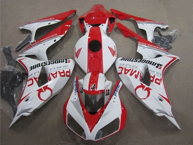 Lojas Carenagens Moto Honda CBR1000RR 2006-2007 - Branco Vermelho Pramac Bridgestone