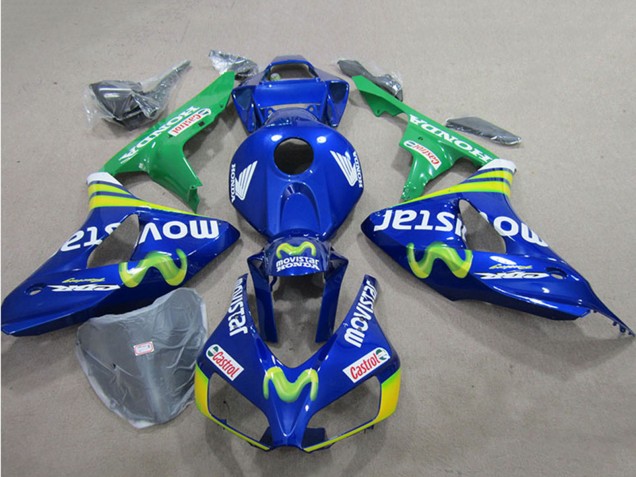Lojas Carenagens Moto Honda CBR1000RR 2006-2007 - Azul Verde Amarelo MoviStar Castrol