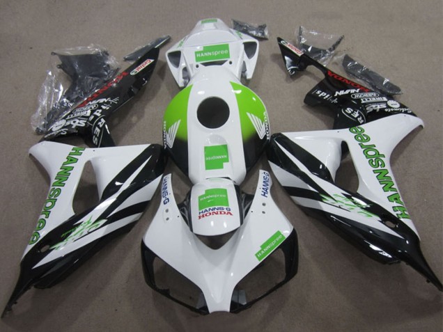 Lojas Carenagens Moto Honda CBR1000RR 2006-2007 - Branco Verde Preto Brilhante Hannspree