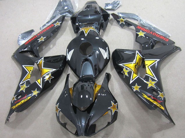 Lojas Carenagens Moto Honda CBR1000RR 2006-2007 - Preto Brilhante Ouro Estrela Energy Drink