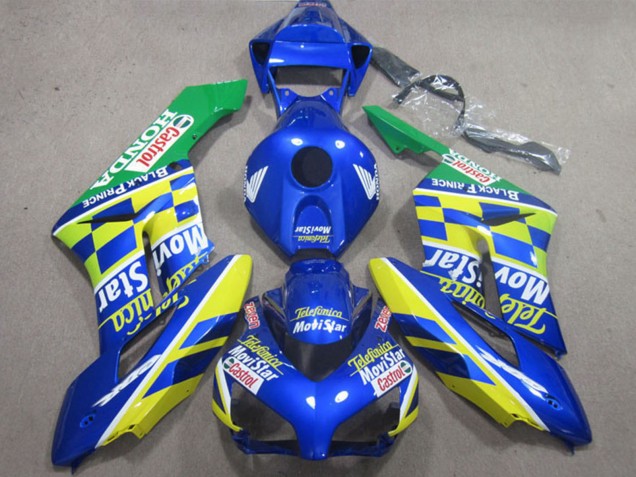 Lojas Carenagens Moto Honda CBR1000RR 2004-2005 - Azul Amarelo Verde Telefonica MoviStar Castrol
