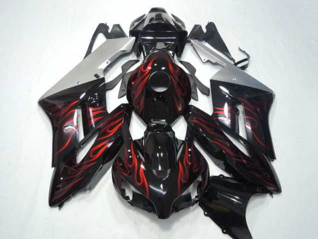 Lojas Carenagens Moto Honda CBR1000RR 2004-2005 - Prata Preto Brilhante Vermelho Chama