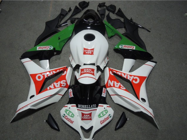 Lojas Carenagens Moto Honda CBR1000RR 2004-2005 - Branco Vermelho Verde Preto Brilhante San Carlo Castrol