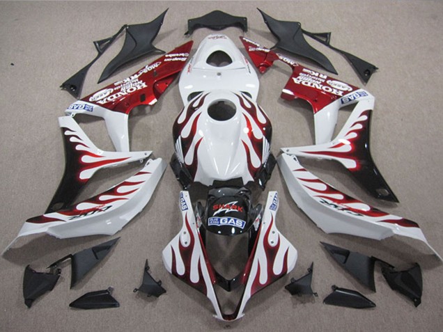 Lojas Carenagens Moto Honda CBR1000RR 2004-2005 - Branco Vermelho Preto Brilhante Chama Tubarão