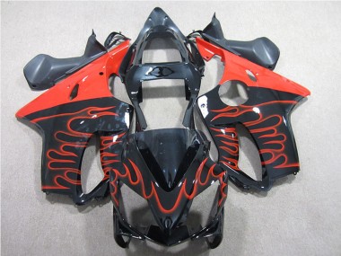 Lojas Kits Carenagem Moto Honda CBR600 F4i 2001-2003 - Preto Brilhante Vermelho Chama