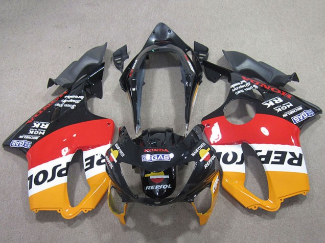 Lojas Carenagens Moto Honda CBR600 F4 1999-2000 - Laranja Branco Vermelho Preto Brilhante Repsol