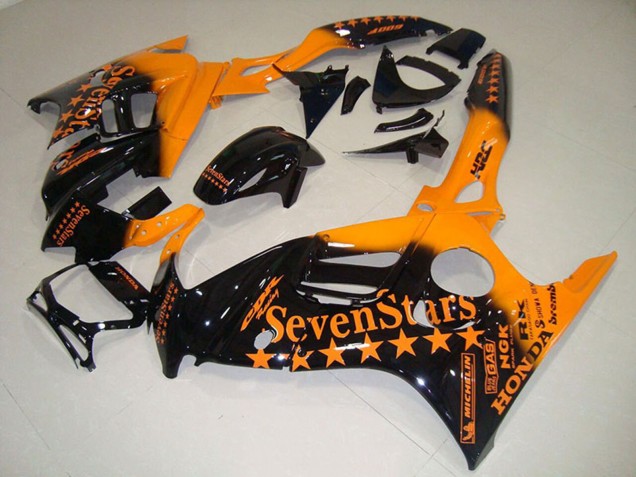 Lojas Carenagens Moto Honda CBR600 F3 1995-1996 - Laranja Preto Brilhante SevenStars