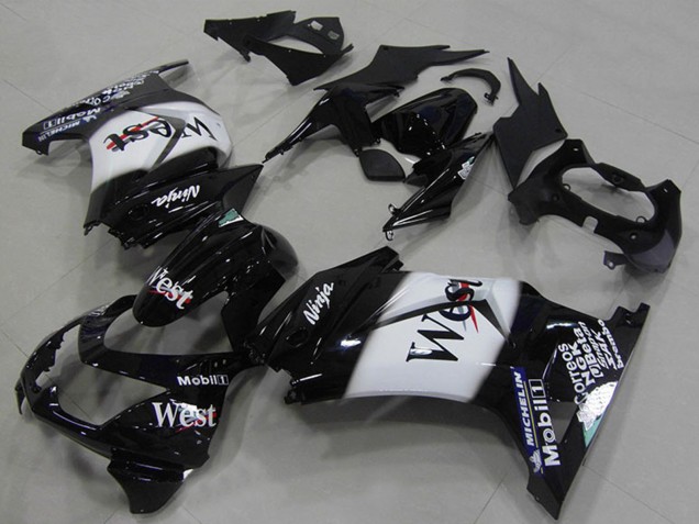 Lojas Carenagens Moto Kawasaki ZX250R 2008-2012 - Preto Brilhante Branco West