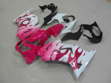Lojas Carenagens Moto Kawasaki ZX250R 2008-2012 - Branco Rosa Chama