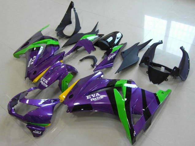 Lojas Carenagens Moto Kawasaki ZX250R 2008-2012 - Roxo Verde Amarelo Preto EVA Corrida