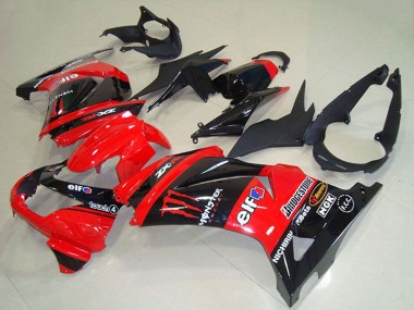 Lojas Carenagens Moto Kawasaki ZX250R 2008-2012 - Vermelho Preto Brilhante Elf Touch4 Monstro