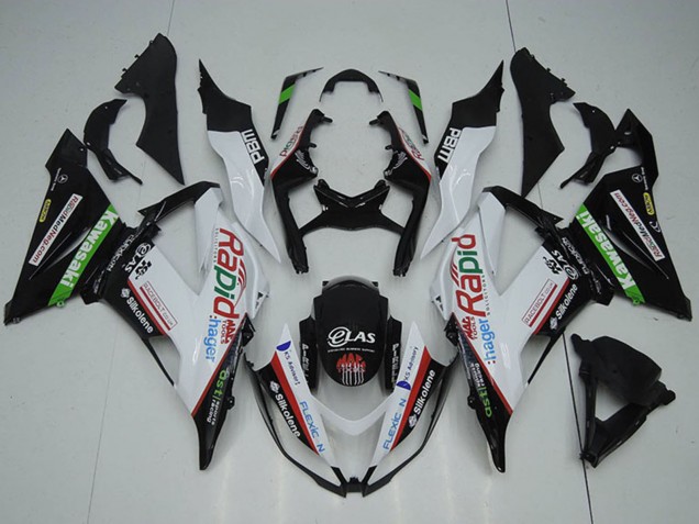 Lojas Carenagens Moto Kawasaki ZX6R 2013-2018 - Branco Verde Preto Vermelho Rapid