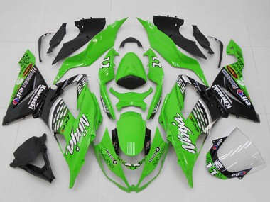 Lojas Carenagens Moto Kawasaki ZX6R 2013-2018 - Verde Branco Prata Preto Elf Touch4 Bridgestone 11