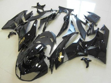 Lojas Carenagens Moto Kawasaki ZX6R 2013-2018 - Preto Brilhante Ouro Ninja