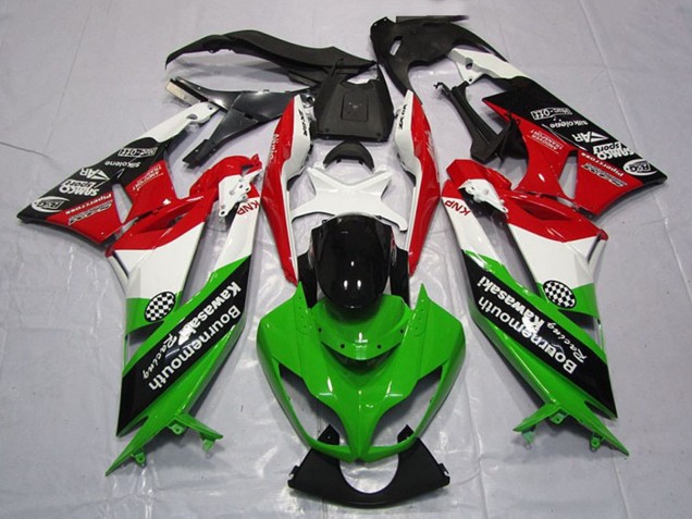 Lojas Carenagens Moto Kawasaki ZX6R 2009-2012 - Branco Vermelho Verde Preto Brilhante