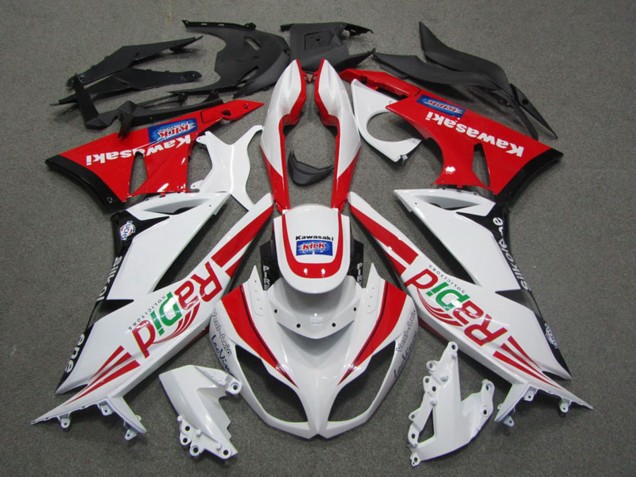 Lojas Carenagens Moto Kawasaki ZX6R 2009-2012 - Branco Vermelho Preto Rapid