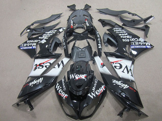 Lojas Carenagens Moto Kawasaki ZX6R 2009-2012 - Preto Brilhante Branco West