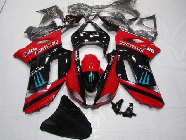 Lojas Carenagens Moto Kawasaki ZX6R 2007-2008 - Vermelho Preto Monstro