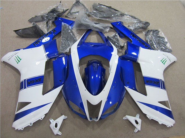 Lojas Carenagens Moto Kawasaki ZX6R 2007-2008 - Azul Branco Monstro