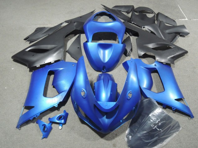 Lojas Kits Carenagem Moto Kawasaki ZX6R 2005-2006 - Azul Preto Fosco
