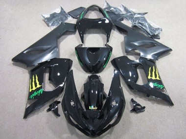 Lojas Carenagem Moto Kawasaki ZX6R 2005-2006 - Preto Brilhante Amarelo Monstro
