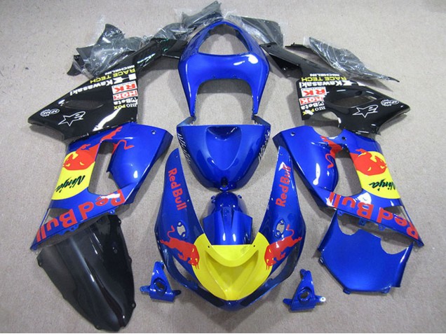 Lojas Carenagens Moto Kawasaki ZX6R 2005-2006 - Azul Amarelo Preto Red Bull