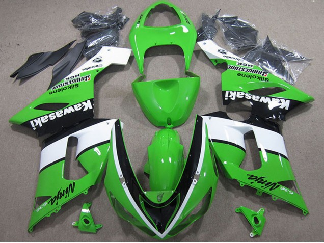 Lojas Carenagens Moto Kawasaki ZX6R 2005-2006 - Verde Branco Preto