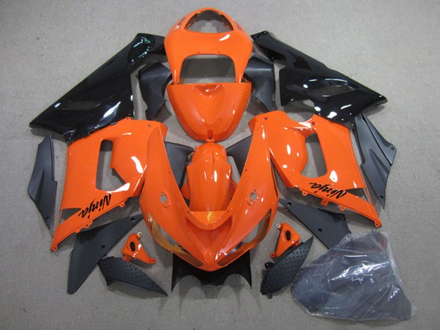 Lojas Kits Carenagem Moto Kawasaki ZX6R 2005-2006 - Laranja Preto
