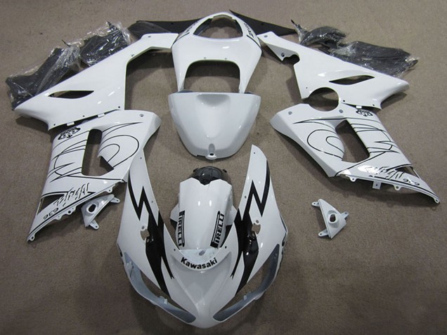 Lojas Kits Carenagem Moto Kawasaki ZX6R 2005-2006 - Branco Preto