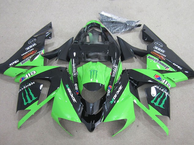 Lojas Carenagens Moto Kawasaki ZX10R 2004-2005 - Preto Verde Monstro