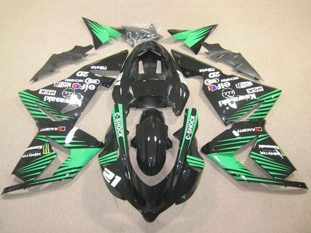 Lojas Carenagens Moto Kawasaki ZX10R 2004-2005 - Preto Verde C-Shock Monstro