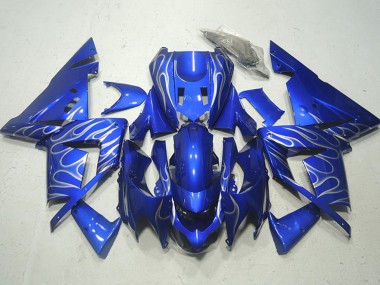 Lojas Carenagens Moto Kawasaki ZX10R 2004-2005 - Azul Branco Chama