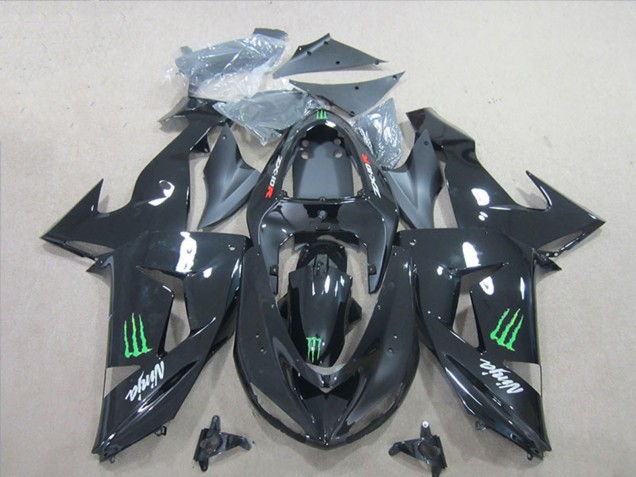 Lojas Carenagens Moto Kawasaki ZX10R 2006-2007 - Preto Brilhante Verde Monstro