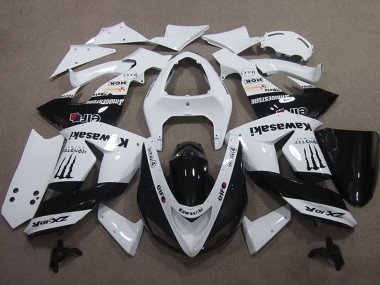 Lojas Carenagens Moto Kawasaki ZX10R 2006-2007 - Branco Preto Brilhante Elf Touch4 Monstro Energy